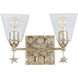 Star 2 Light 16 inch Silver leaf Bath Light Wall Light in Silver Leaf with Antique